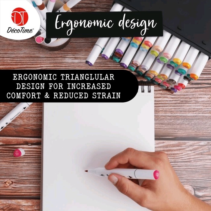 DecoTime Stackable 12 Professional Aquamarkers - Dual Tip Water Based - Various