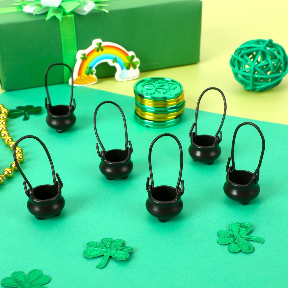 24-Pack Mini Black Cauldrons Miniature Plastic Cauldron Pots Small Decorative Ca
