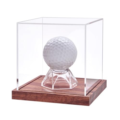 LITY Golf Ball Display Case, No Assembly Required Clear Cube with Solid Wooden