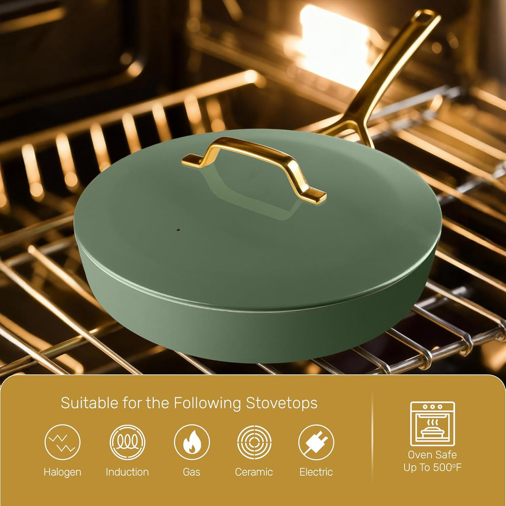11 Pc Ceramic Cookware Set Non Stick with Steamer Induction Ready
