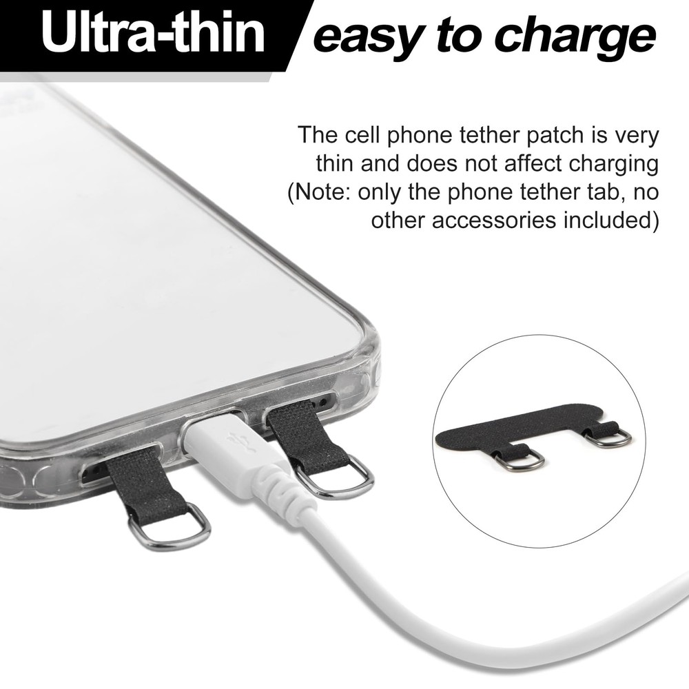 XIHIRCD 2pcs 2 Way Phone Tether Tab, Strap Patch Double Medium, Black