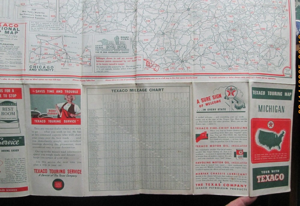 Michigan texaco touring map 1938
