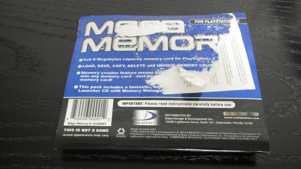 Datel Mega Memory 8MB Memory Car For PS2 W/ Management Software, Open (TUB 1)