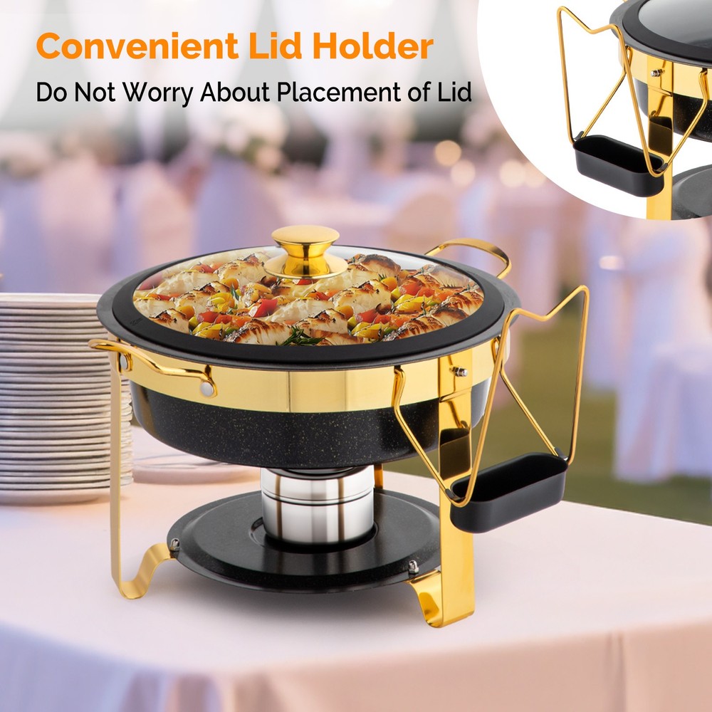 4-Pack 5QT Chafing Dish Set, Maifanite Stone Coated Buffet Warmers Stackable