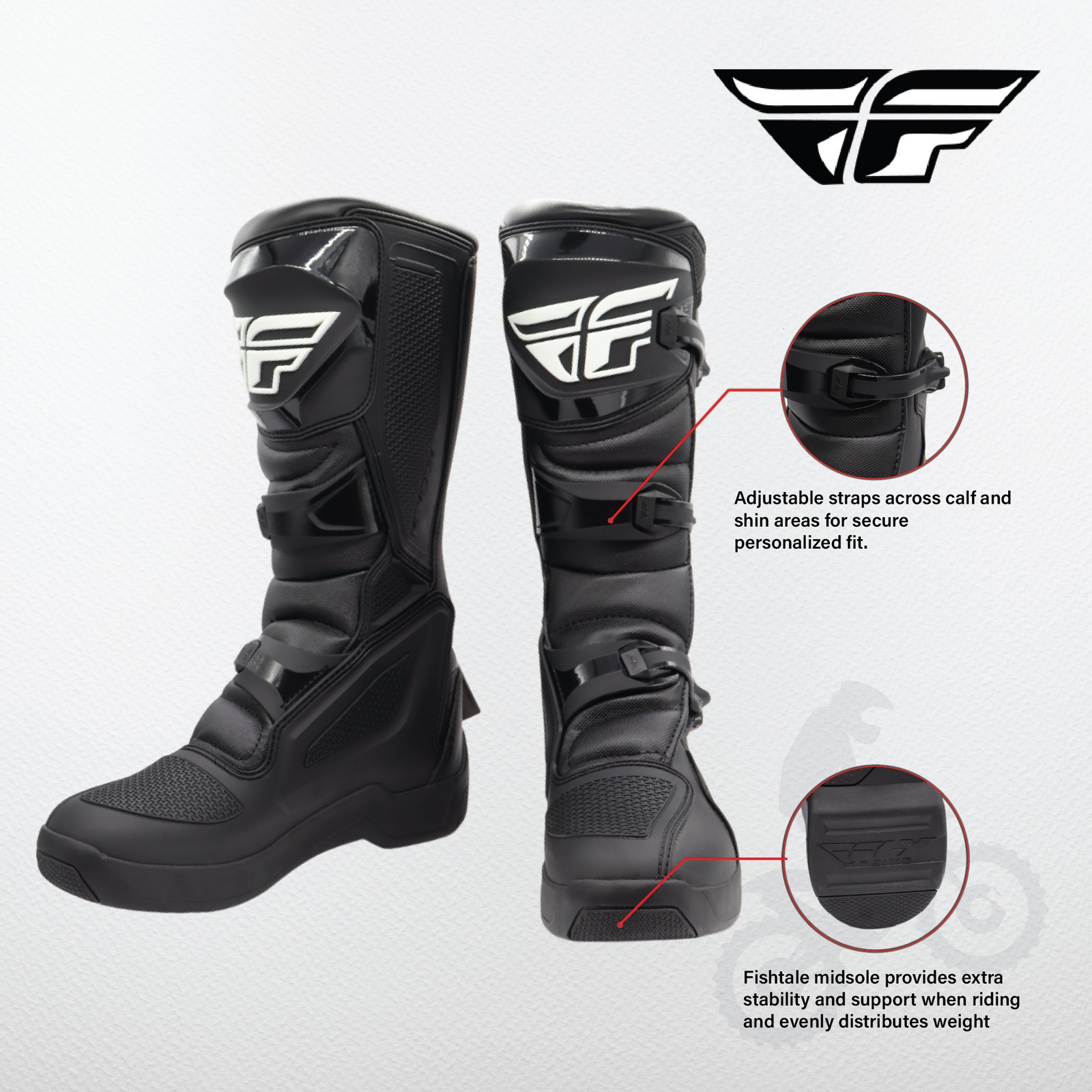 Fly Racing Maverik LT Motocross Boots Adult Size: 10 (Black) Maverick