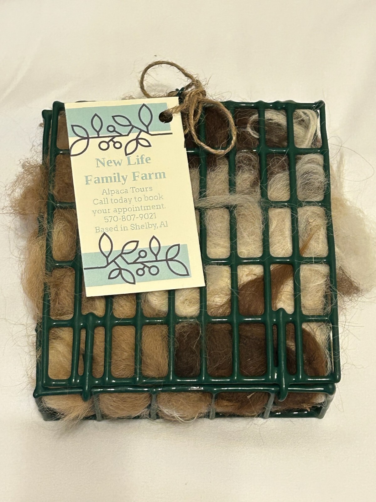 100% Raw Alpaca Fiber Bird Nester ready to hang suet cage nesting material