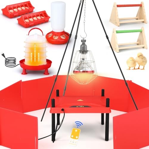 9 Pack Winter Chicken Brooder Box Starter with Heating Plate and 75w Heat