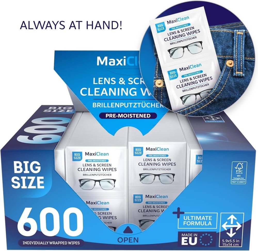 Glasses Wipes for Electronics - 600 Individually Wrapped