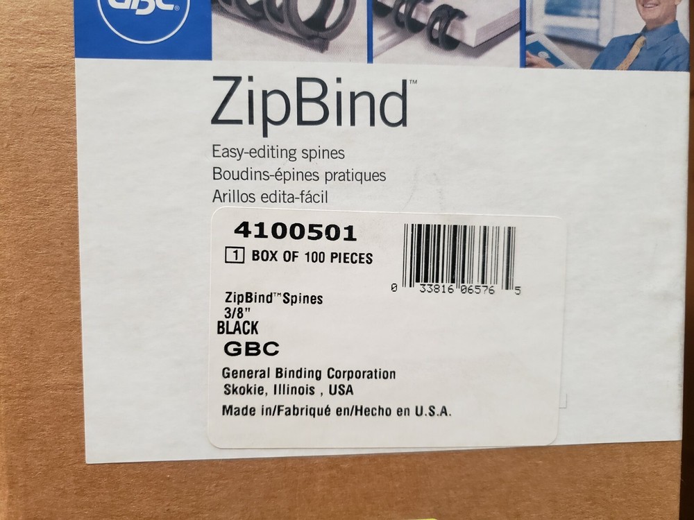 GBC ZipBind Easy Edit Binding Spines, Pack Of 100, Four Variations