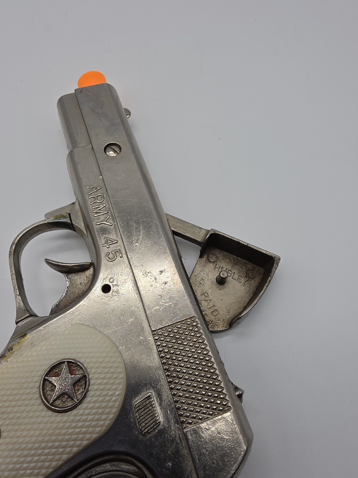 VINTAGE HUBLEY ARMY 45 CAP GUN - COLT 1911 - Working, Oiled- 1950'S