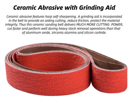 2 X 72 Inch 36 Grit Metal Grinding Ceramic Sanding Belts Long Life Pack of 6 PCS