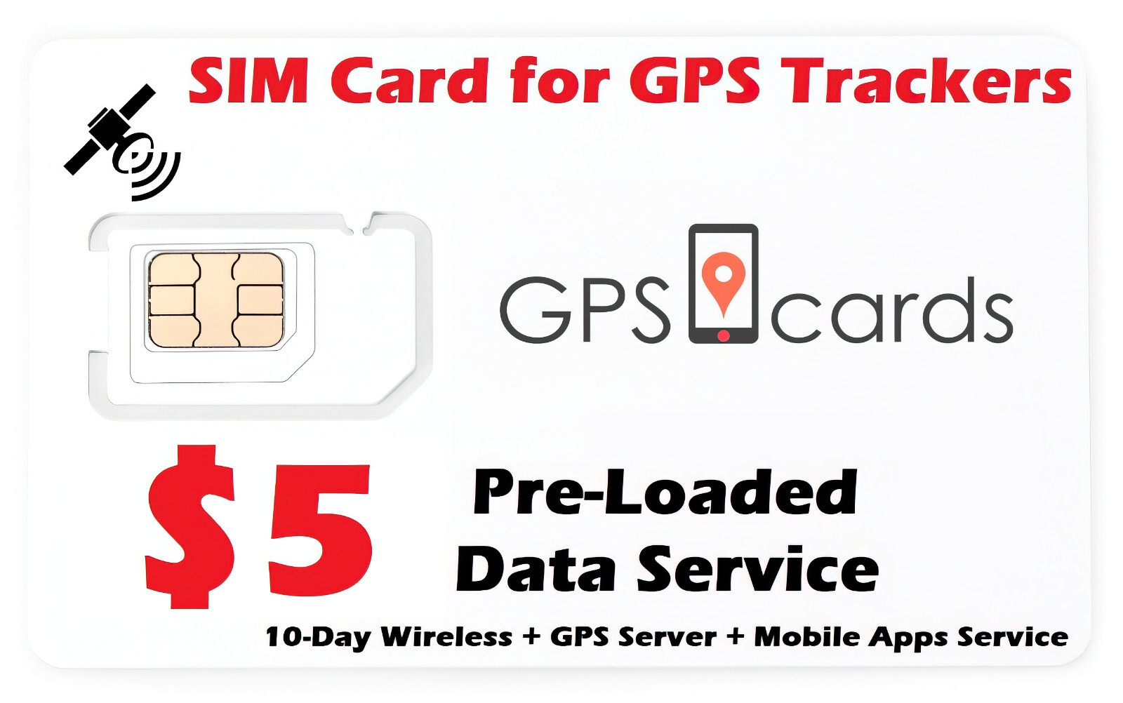 $5 GPS card GPS Tracker SIM Card Works With All GPS Tracker USA, Canada, Mexico