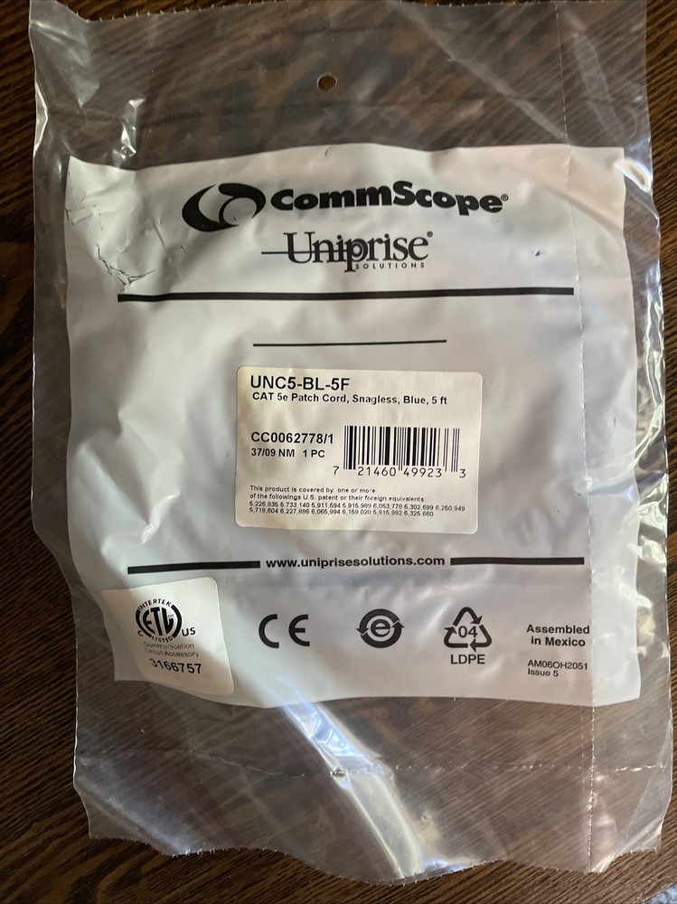 5ft Cat5e Patch Cord Internet Blue
