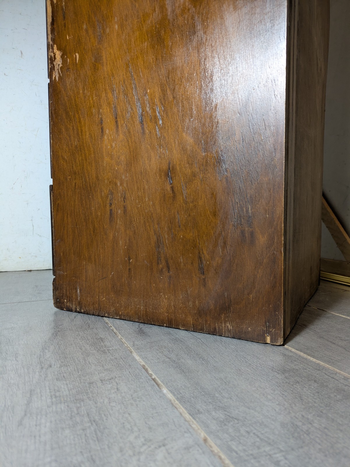 Vintage Art Deco Wood 5-Drawer Narrow Tallboy Dresser Lingerie Chest Cabinet N23