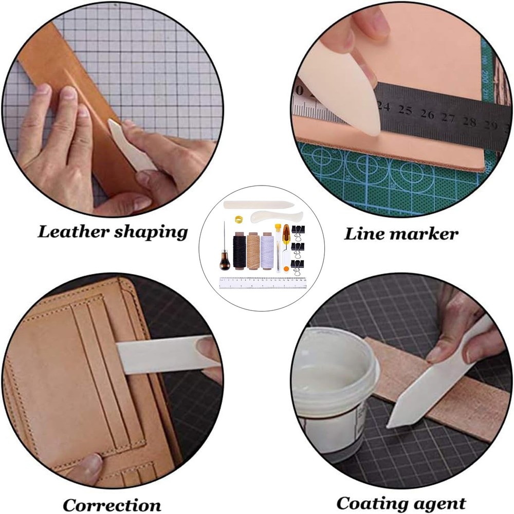 19 Pieces Bookbinding Kit Starter Tools Set Bone Folder Paper Creaser, Waxed Thr