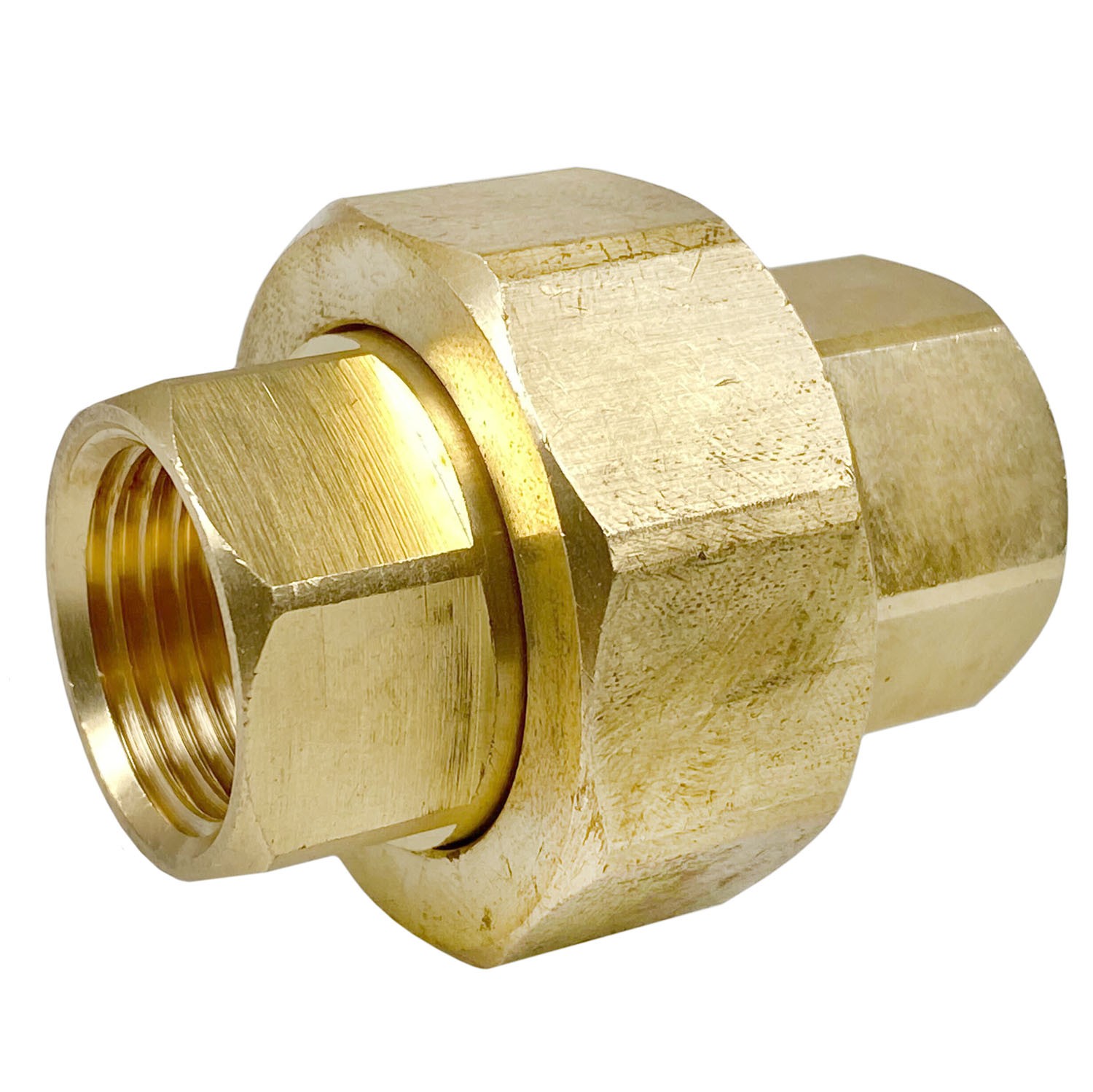 1/2" NPT Female Solid Brass Three Piece Pipe Union Fitting Adapter