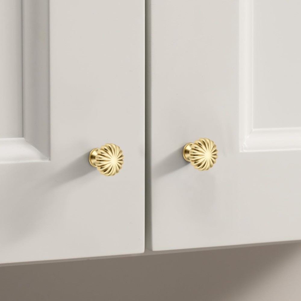 10 Pack Gold Cabinet Knobs, Zinc Alloy Brushed Gold Drawer Knobs Hardware for...