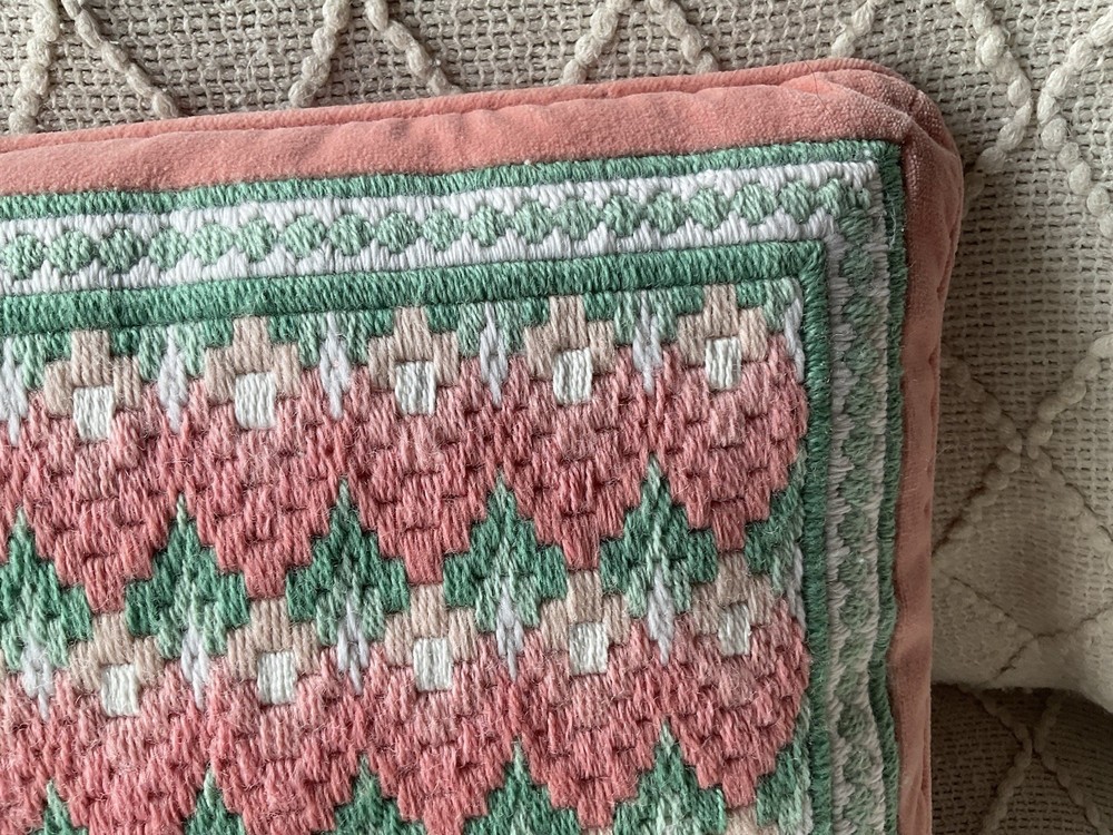 Vintage Bargello Needlepoint Pillow
