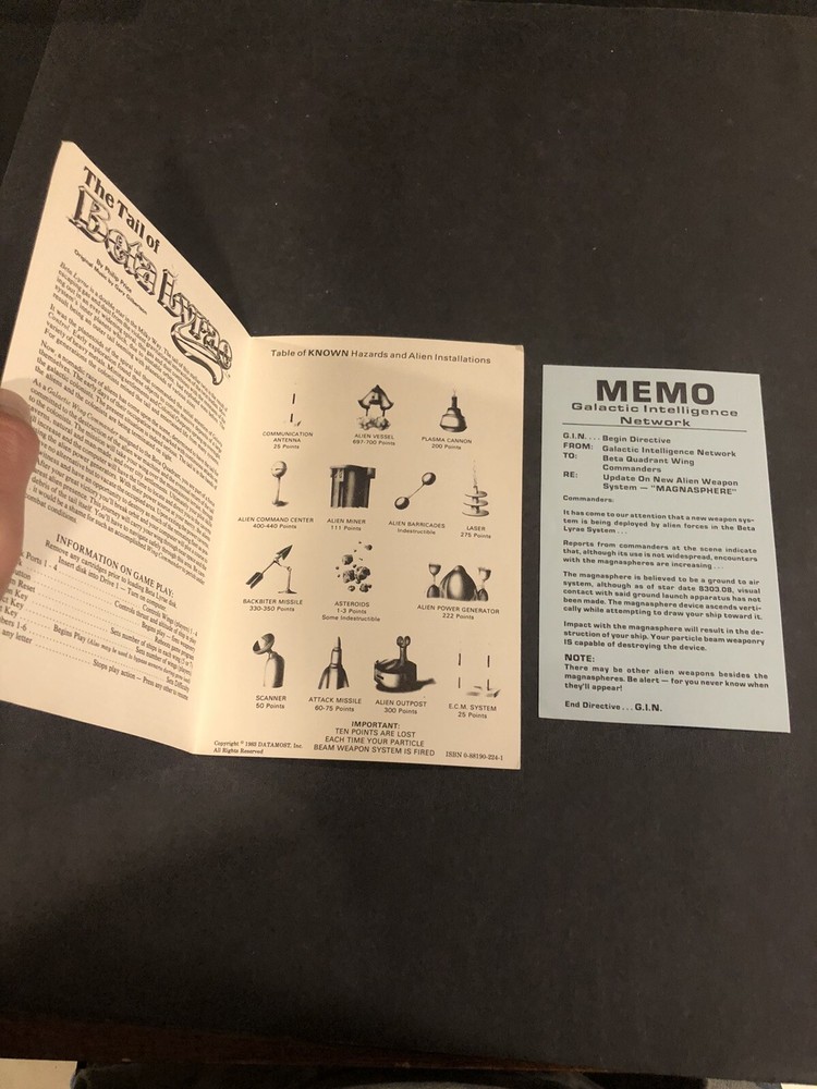 the tail beta lyrae datamost atari manual