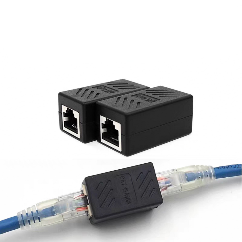 2pcs RJ45 Inline Coupler Cat7/Cat6 Ethernet Network Cable Extender Connector