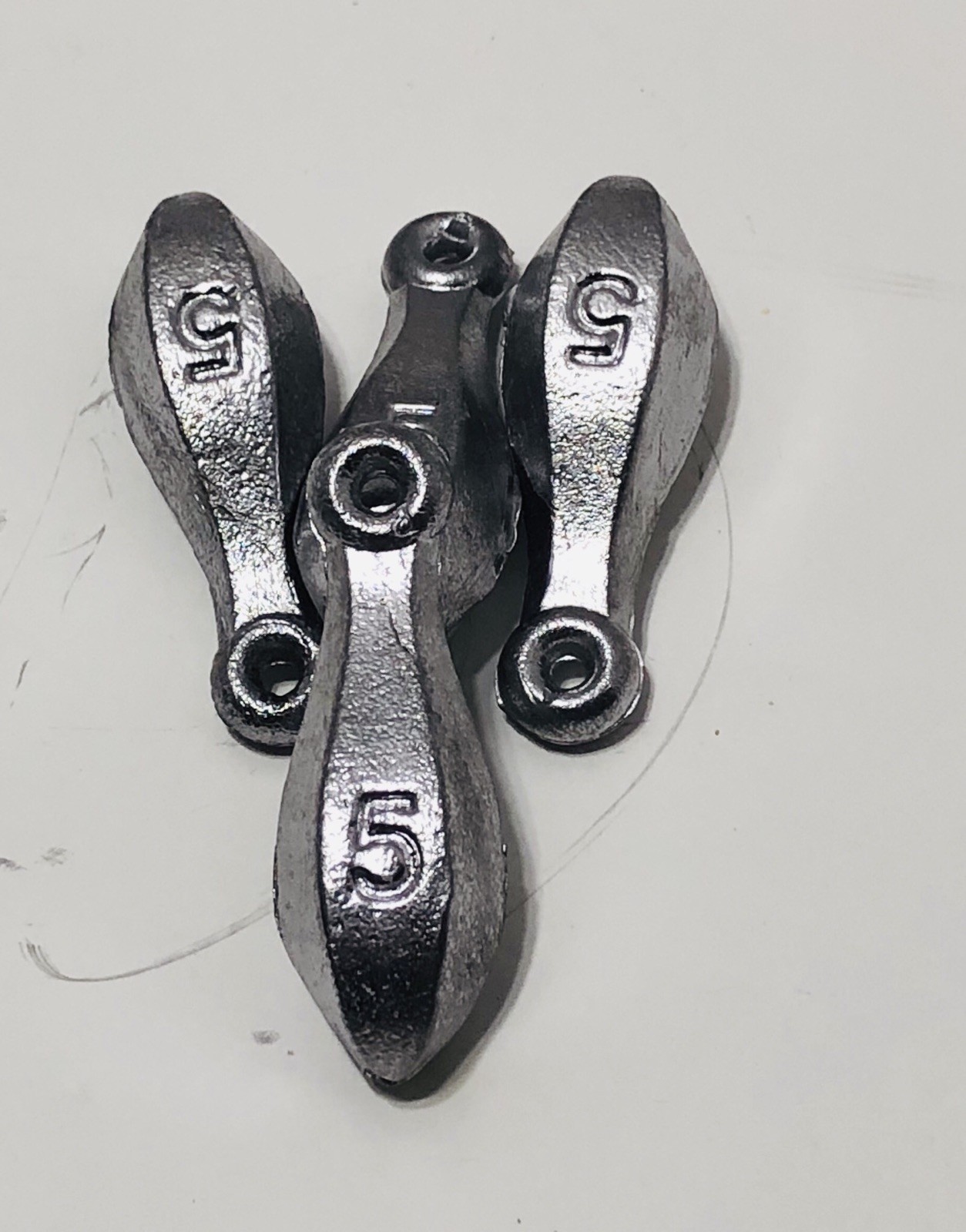 50- 5 OZ. HAND MADE LEAD BANK SINKERS