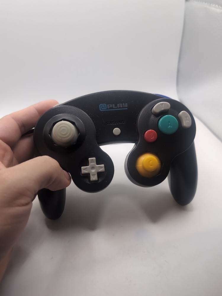 @Play Nintendo Gamecube Black Controller Tested Working