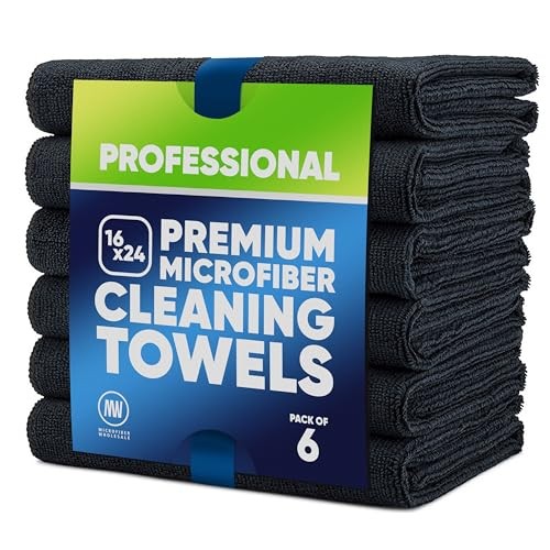 1" x 24" Pro Multi Surface Microfiber Towels | Pack () 16x24 6 Black