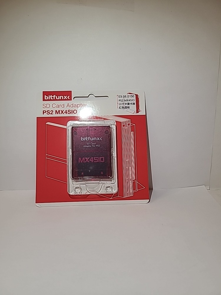 Bitfunx PS2 MX4SIO SD MicroSD Memory Card Adapter Clear Red