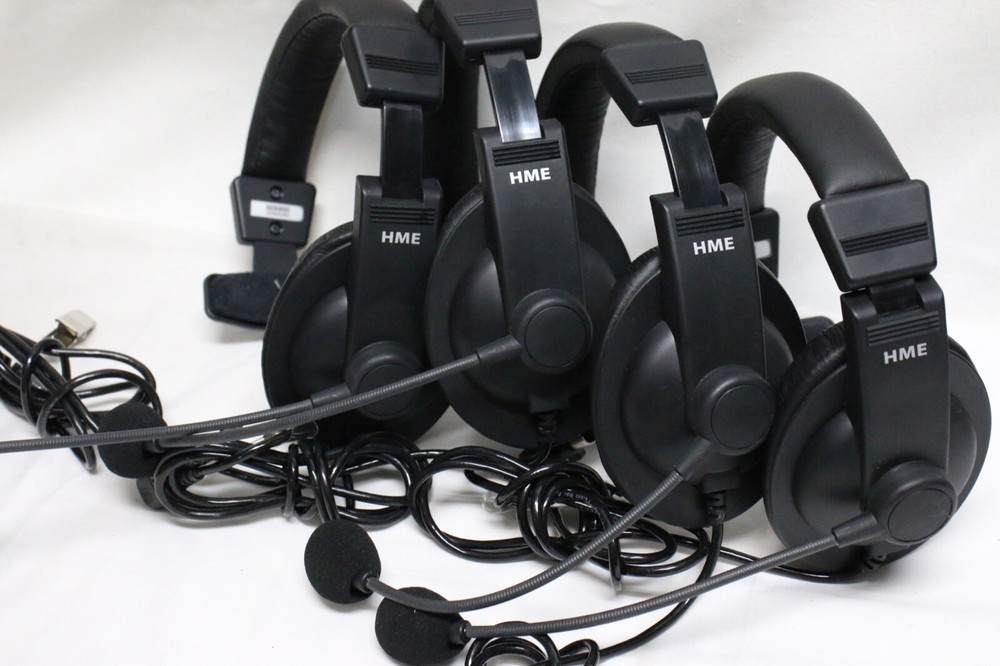 HME DX100 Wireless Intercom System Belt Pack BP200 4 User with Headsets bundle