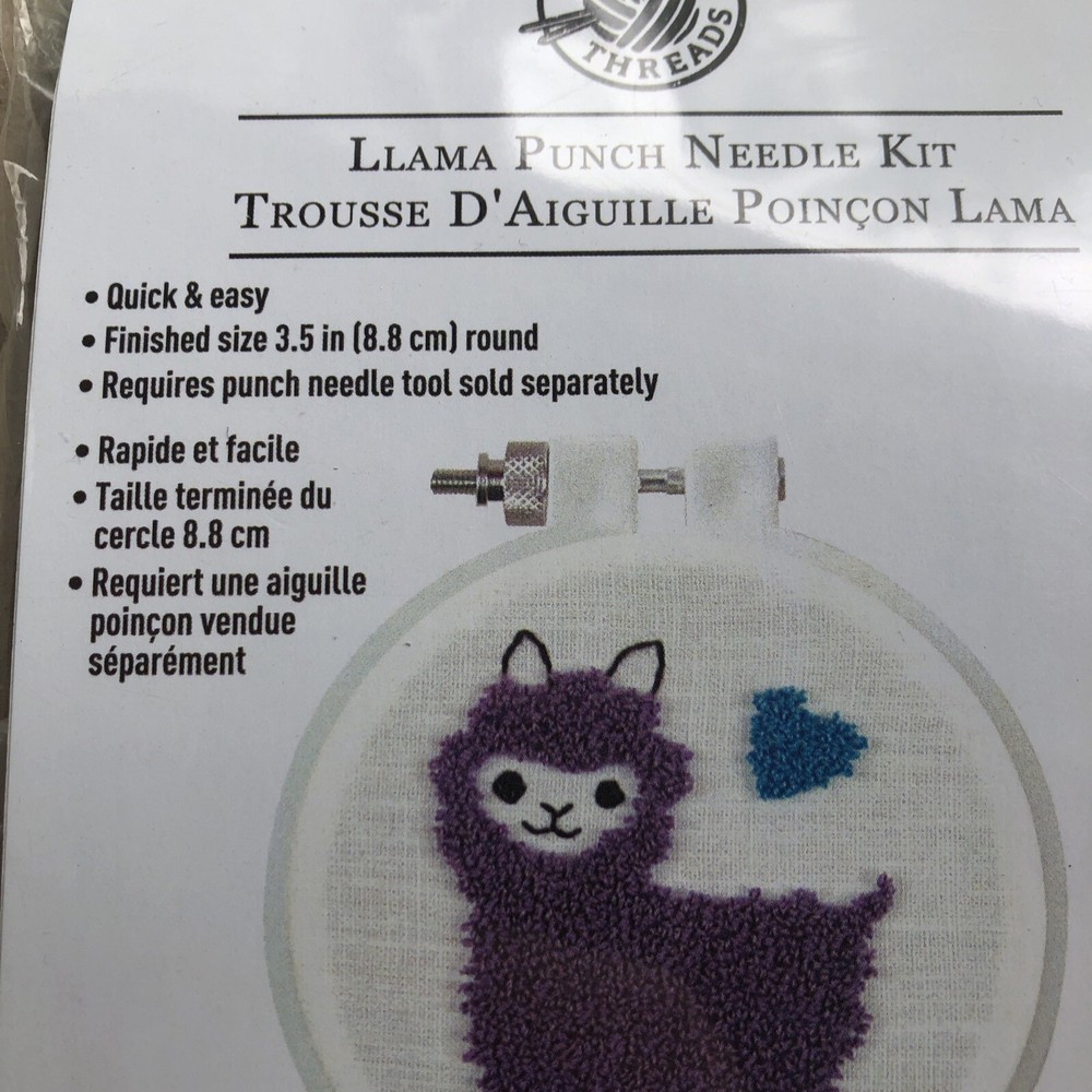 TWO Loops & Threads LLAMA Punch Needle Kit Embroidery Hoop Floss Needle