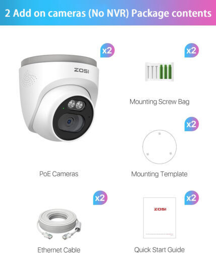ZOSI 8CH 4MP 2.5K Home Security PoE IP Camera System Smart Human Detection 2TB
