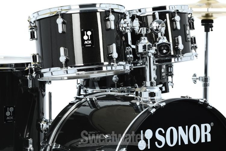 Sonor AQX Studio 5-piece Drum Set with Hardware Pack - Black Midnight Sparkle