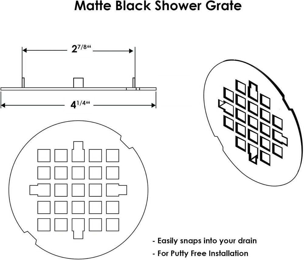 Stylish 4.25” Matte Black Shower Drain Cover - Solid Brass Construction