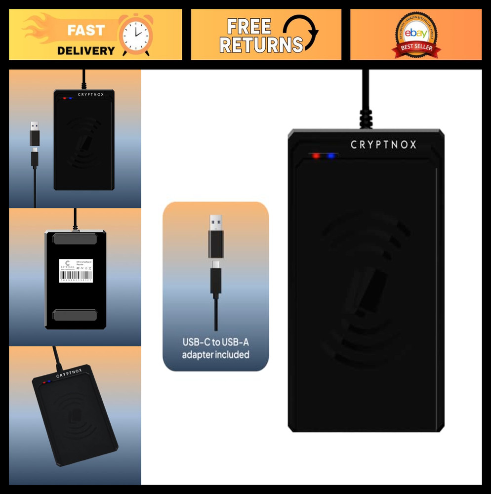 Contactless NFC Smart Card Reader - USB Type-C & Type-A, ISO 14443, Mifare Compl
