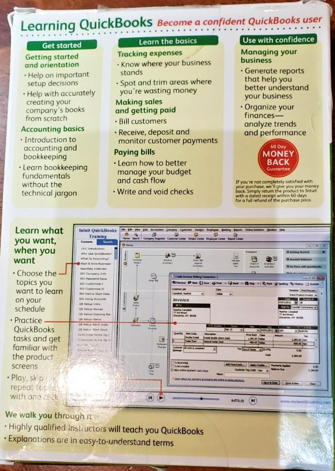 Intuit Learning QuickBooks for Windows 2012 Learning Training CD Software