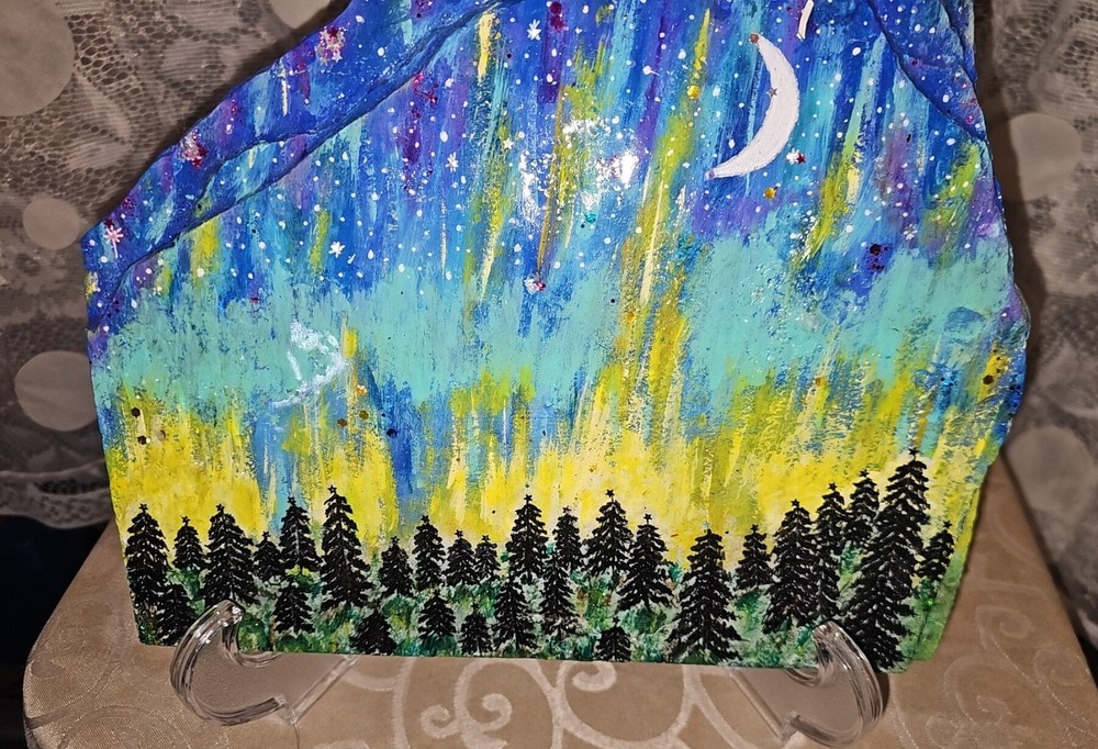 Northern Lights Handpainted Slate