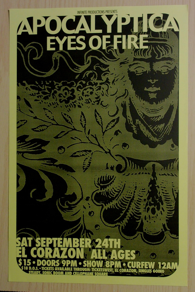 Apocalyptica Poster 2005 Original Concert Show Flyer w/ Eyes of Fire