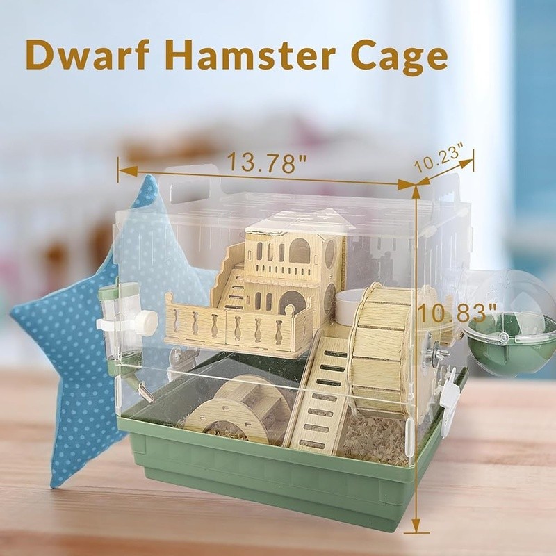 Hamster Starter Kit 2-Tier Cage W/ Hideout Exercise Wheel & Bath Container New