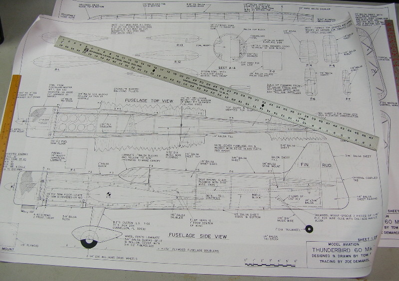 Model Airplane Plans (UC): THUNDERBIRD 60 Mk II 60"ws Stunt for .60 Engine