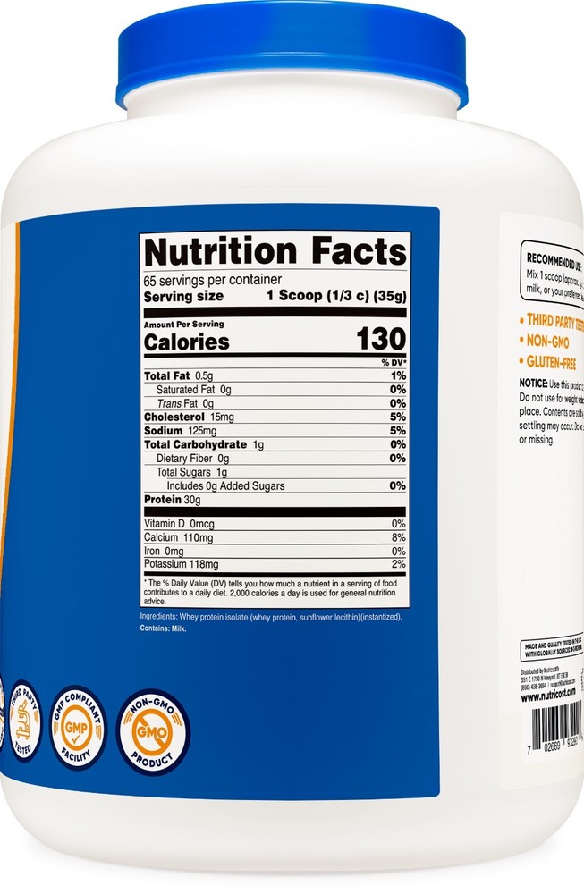 Nutricost Whey Protein Isolate (Unflavored) 5LBS - Protein Powder