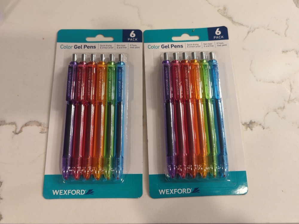 12 Pack WEXFORD Retractable Color Gel Pens  Multicolor Quick Drying Medium Point