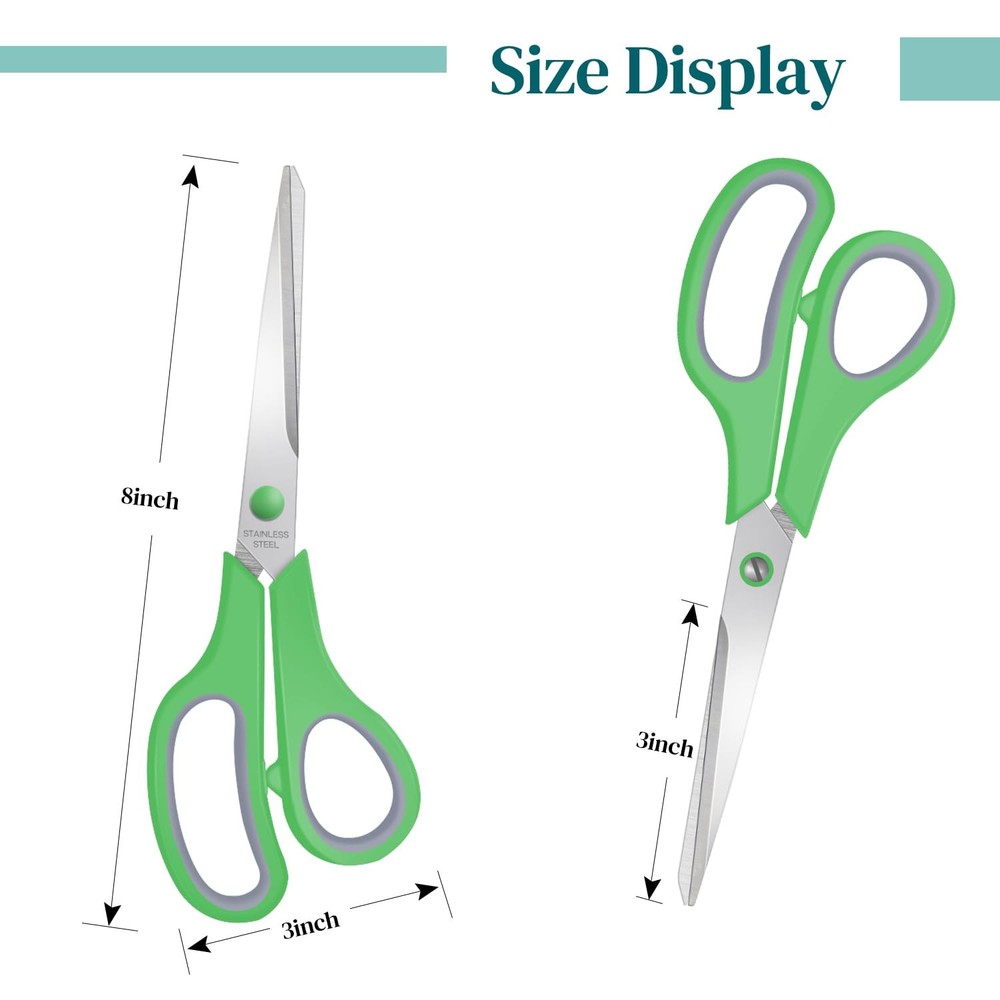 3 Packs 8" Sewing Craft Scissors Bulk,Multipurpose Heavy Duty Sharp Scissors,...