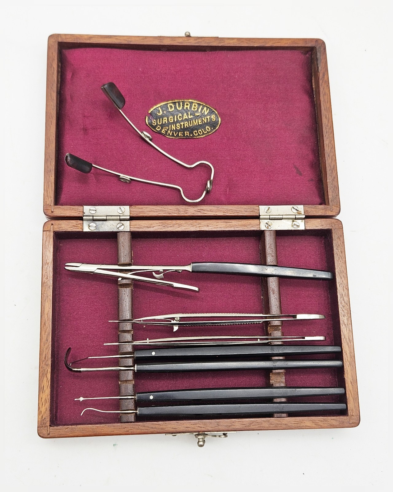 Antique Medical Eye Surgical Instruments J. Durbin Surgical Optometry Wood Rare