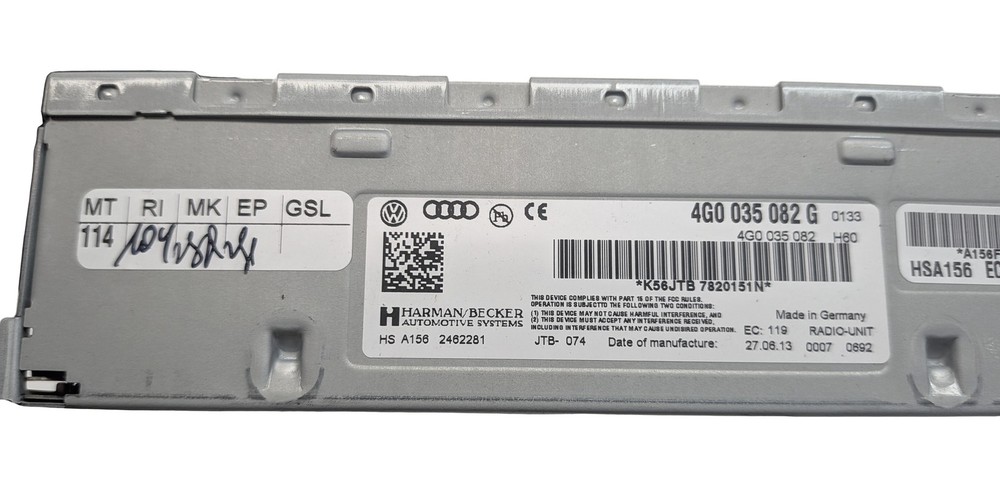 2014 AUDI A7 (C7 4G8) RADIO STEREO AUDIO SOUND SYSTEM RECEIVER CONTROL MODULE