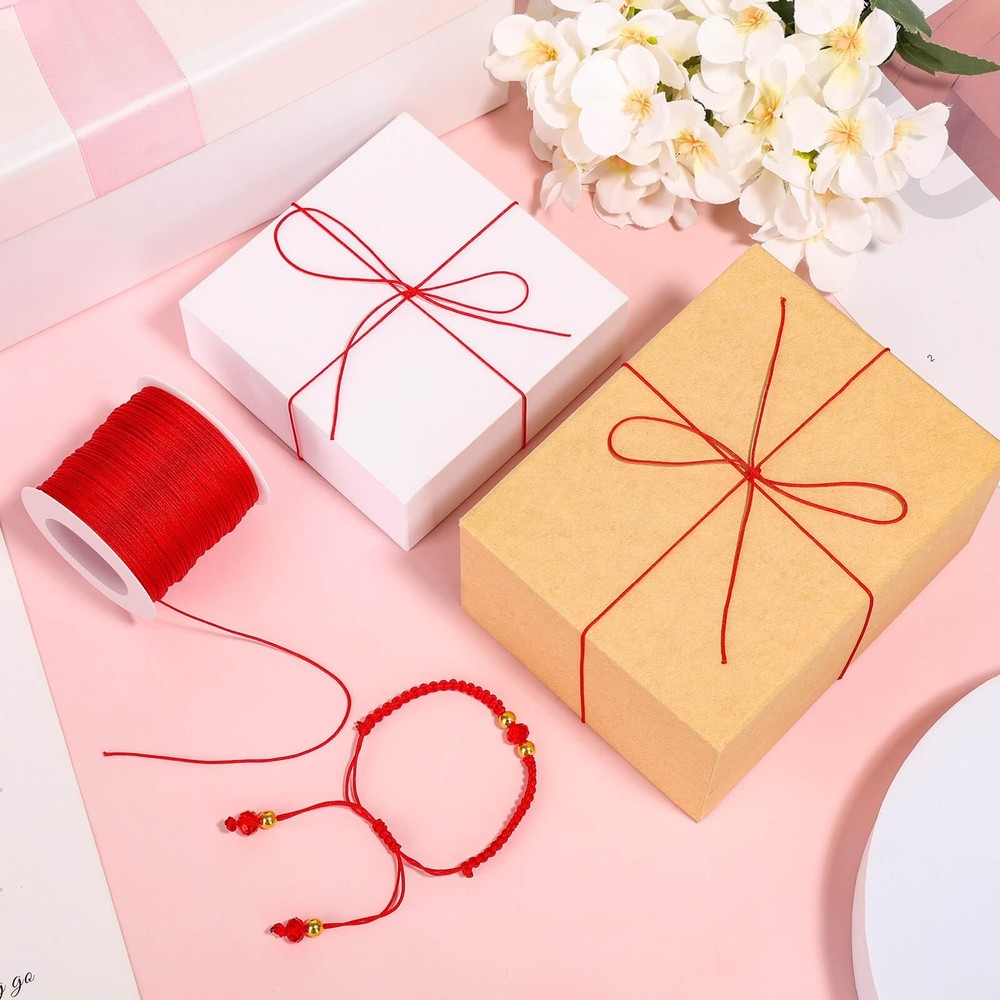 Anezus Red Nylon String for Bracelets, 0.8mm Thread Chinese