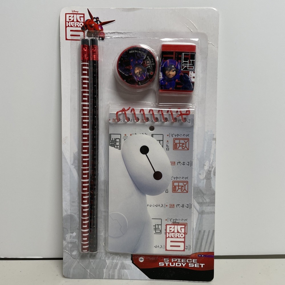 Big Hero 6 School/Study Set W/ Pencils Eraser Sharpener Notepad New Disney