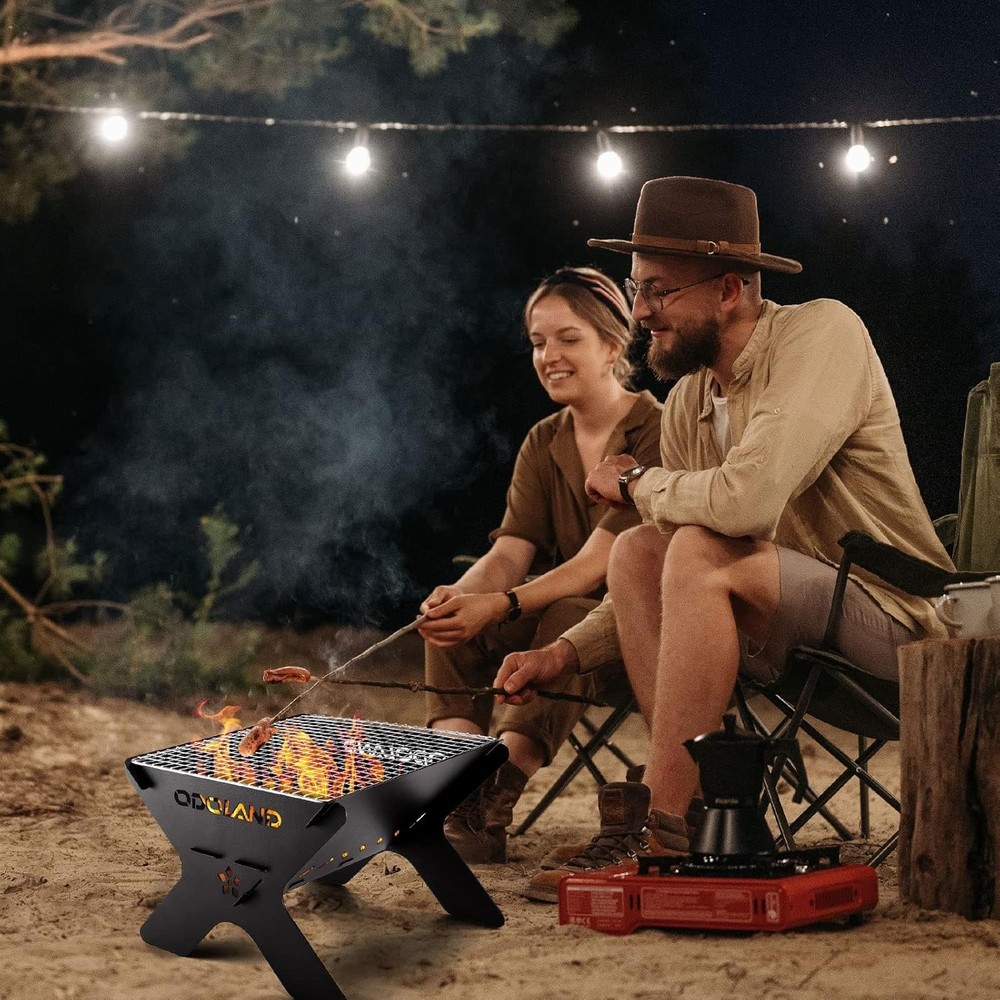 Odoland Camping Campfire Grill, Portable Folding Charcoal Grills