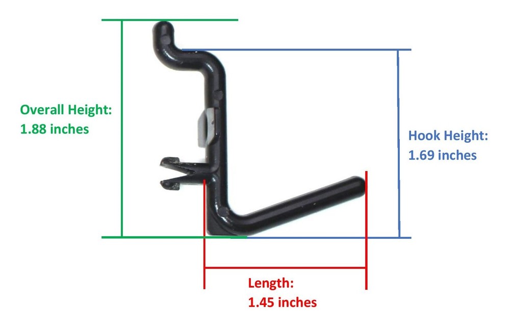 Plastic Black L Style Pegboard Hook Kit Tool - 50 Pack - PEGBOARD NOT INCLUDED