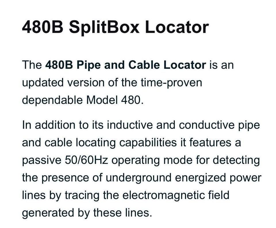 Metrotech 480B Split-Box Pipe & Cable Locator Underground RECEIVER & TRANSMITTER