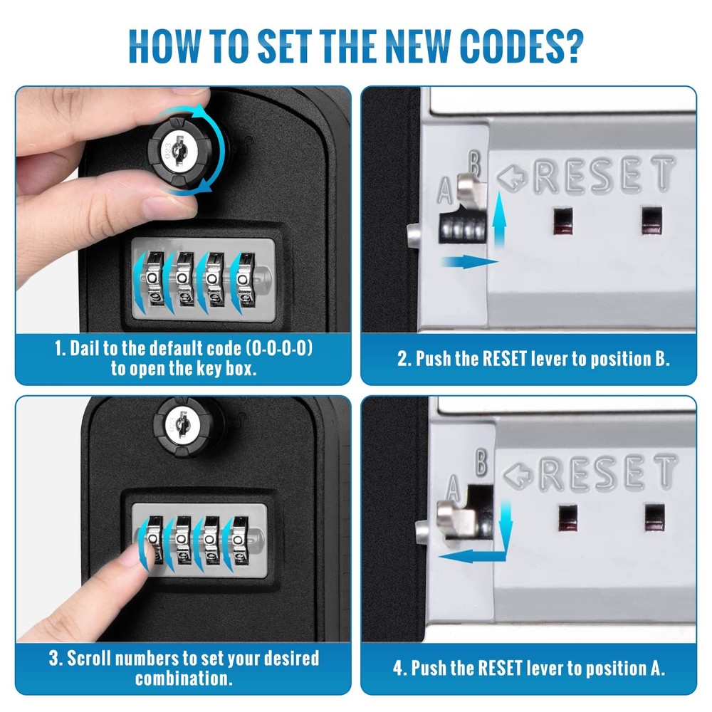 Lock Box for Keys with Code Outdoor Large Capacity Key Lock Box for Outside W...